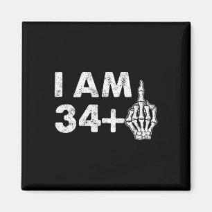 I'm 35 Years Old Funny Skeleton Middle Finger 35th Magnet