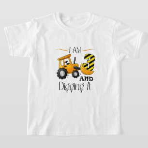 I'm 3 And Digging It 3rd Birthday Constructi T-Shirt