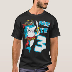 Im 3 years Bday Shark pirate 3rd Birthday boy pira T-Shirt