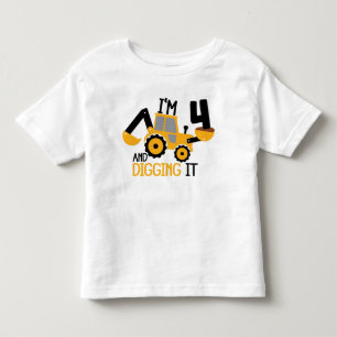 I'm 4 And Digging It Construction Birthday Boy Toddler T-shirt