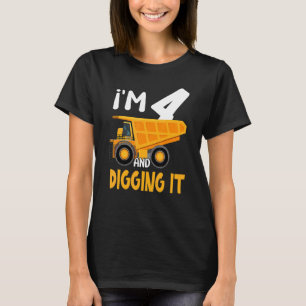 I'm 4 And Digging It Construction Excavator 4th Bi T-Shirt