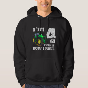 I'm 4 Farm Barnyard Tractor 4th Birthday Party gif Hoodie