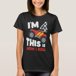 I'm 4 This Is How I Roll Cute Monster Truck Costum T-Shirt
