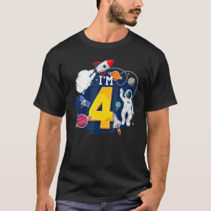 I'm 4 Years Old Astronaut Outer Space 4th Birthday T-Shirt