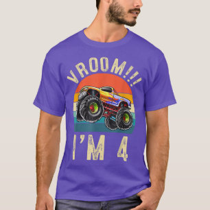 I'm 4 Years Old Vroom 4th Birthday Party Truck Car T-Shirt