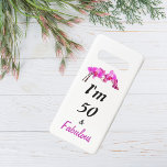 I'm 50 and fabulous pink floral photo with text samsung galaxy case<br><div class="desc">I'm 50 & fabulous pink floral iPhone case with text. The 50 is customizable,  so you can change it to 60 or any other age.</div>