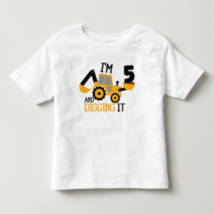 I'm 5 And Digging It Construction Birthday Boy Toddler T-shirt