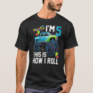 I'm 5 This is how I roll Monster Truck 5th Birthda T-Shirt
