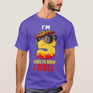 I'm 5 This Is How I Roll Monster Truck 5th Birthda T-Shirt