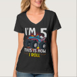 I'm 5 This is how I roll Monster Truck Women V-Nec T-Shirt<br><div class="desc">I'm 5 This is how I roll Monster Truck 5th Birthday Boys Family Matching Design Gift Tee Women Basic V-Neck T-Shirt Classic Collection.</div>