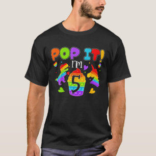 I'm 5 Years Old 5Th Birthday Dinosaur Girls Pop It T-Shirt