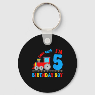 Im 5 Years Old Kids Train Lover Its My 5th Birthda Keychain