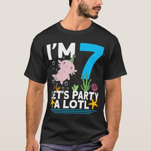 I'm 7 bday Axolotl party cute 7th Birthday Kids Ax T-Shirt (Front)