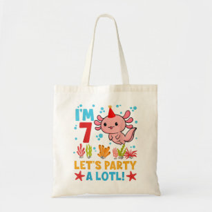 I'm 7 Let's Party A Lotl 7th Birthday Axolotl 7 Ye Tote Bag