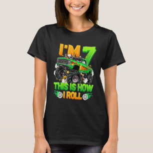 I'm 7 This Is How I Roll Cute Monster Truck 7th Bi T-Shirt