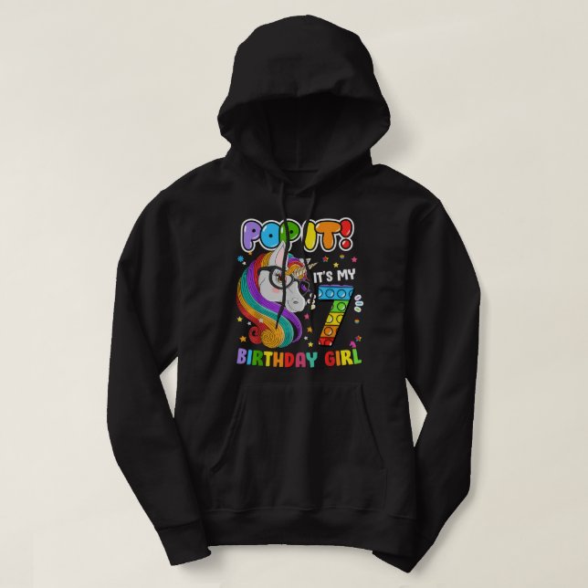 I'm 7 Years Old 7th Birthday Unicorn Girls Pop It  Hoodie (Design Front)