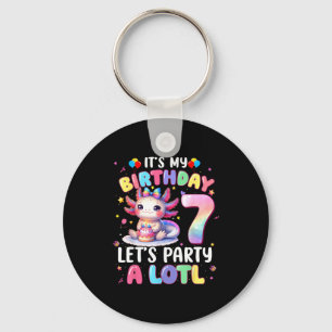 I'm 7th Birthday Girl Cute Axolotl 7 Year Old Bday Keychain