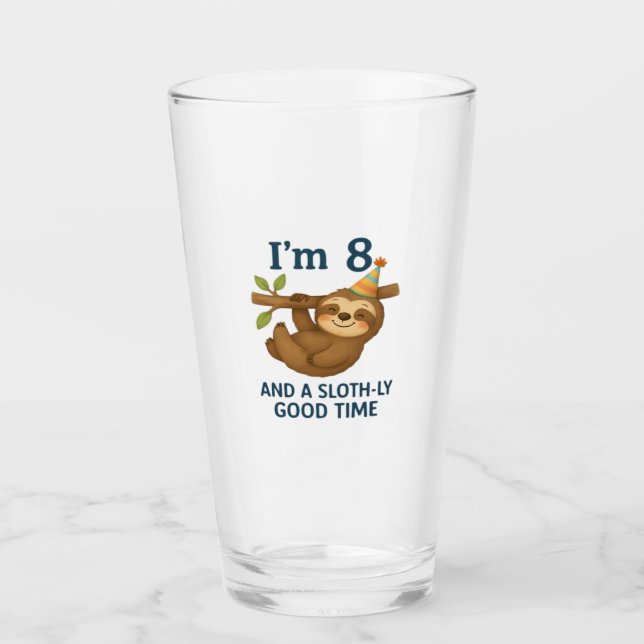 I'm 8 and a Sloth-ly Good Time Classic T-Shirt Glass (Front)