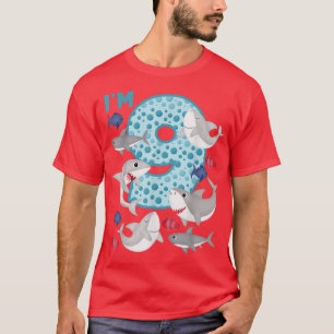 I'm 9 9th Birthday Crew Shark Theme Family Matchin T-Shirt