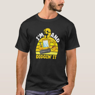 I'm 9 And Digging It 9th Birthday Excavator Birthd T-Shirt