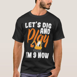 I'm 9 bday Construction 9th Birthday Kids Excavato T-Shirt