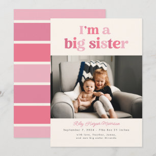 I'm a Big Sister (Pink) Flat Announcement Card