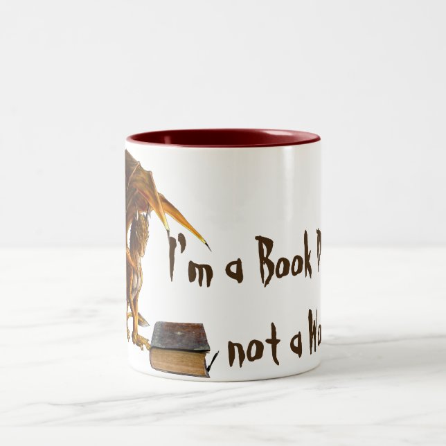 I'm a Book DRAGON, Not a worm Two-Tone Coffee Mug (Center)