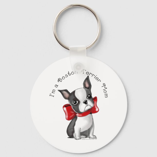 *I'm a Boston Terrier Mom* Adorable Dog Keychain (Front)