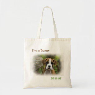 I'm a Boxer Mom Puppy Dog White Tote Bag Totebag