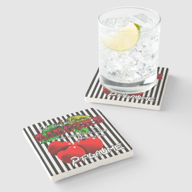 I'm a cherry what you are for a plum stone coaster (Side)