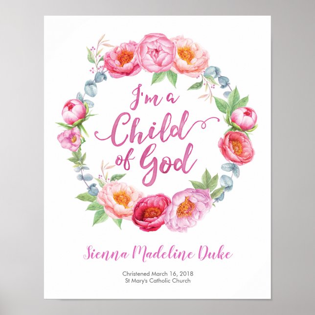 I'm a child of God personalized Baptism print (Front)