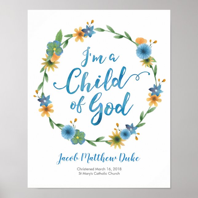 I'm a child of God personalized Baptism print (Front)