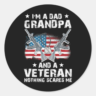 Im A Dad Grandpa and a Veteran USA Flag Veteran Fa Classic Round Sticker