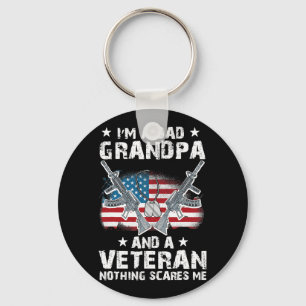 Im A Dad Grandpa and a Veteran USA Flag Veteran Fa Keychain