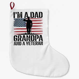 I'm A Dad Grandpa and Veteran Nothing Scares Large Christmas Stocking