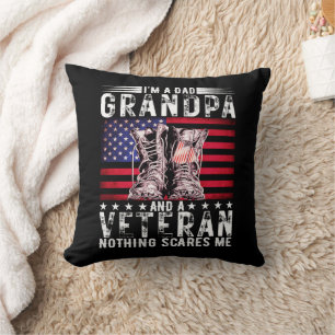 I'm A Dad Grandpa Veteran Funny Father Retirement Throw Pillow