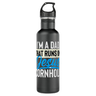 Im A Dad That Runs On Jesus And Cornhole 710 Ml Water Bottle