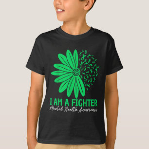 Im A Fighter Mental Health Awareness Flower Ribbon T-Shirt