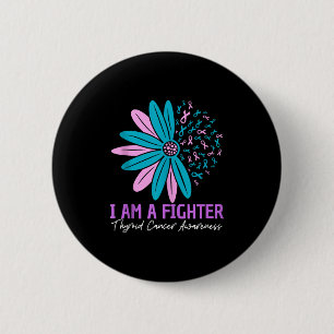Im A Fighter Thyroid Cancer Awareness Flower Ribbo 2 Inch Round Button
