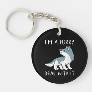 I'm A Furry Deal With It Cute Furry Fandom Fursuit Keychain