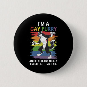 I'm A Gay Furry Fox Rainbow LGBTQ Pride 2 Inch Round Button