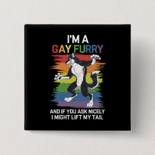 I'm A Gay Furry Fox Rainbow LGBTQ Pride 2 Inch Square Button