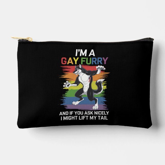 I'm A Gay Furry Fox Rainbow LGBTQ Pride Accessory Pouch (Front)