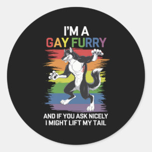 I'm A Gay Furry Fox Rainbow LGBTQ Pride Classic Round Sticker
