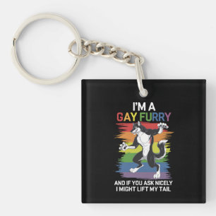 I'm A Gay Furry Fox Rainbow LGBTQ Pride Keychain