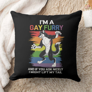 I'm A Gay Furry Fox Rainbow LGBTQ Pride Throw Pillow