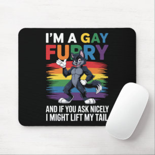 I'm A Gay Furry Rainbow Fox Wolf Pride Month Mouse Pad