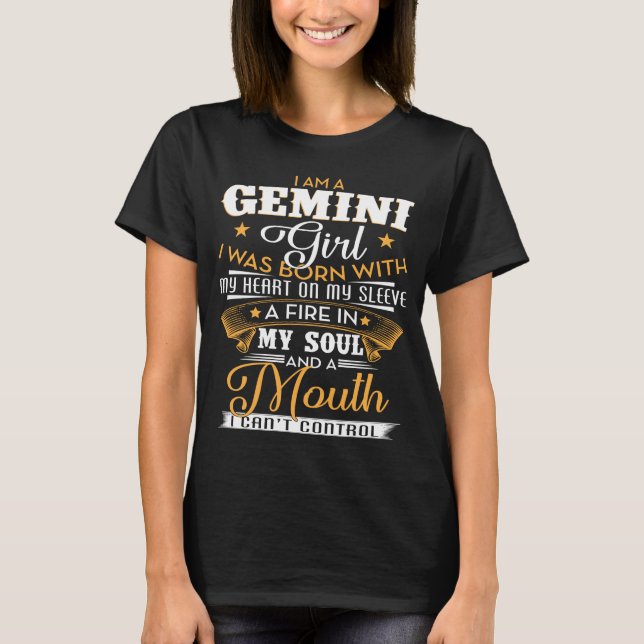 Im A Gemini Girl. Gemini Zodiac Sign T-Shirt (Front)