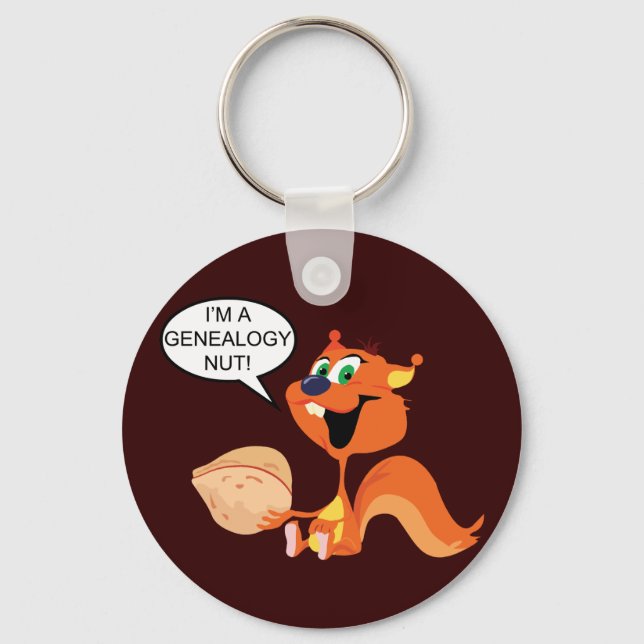 I'm a Genealogy Nut Squirrel Keychain (Front)