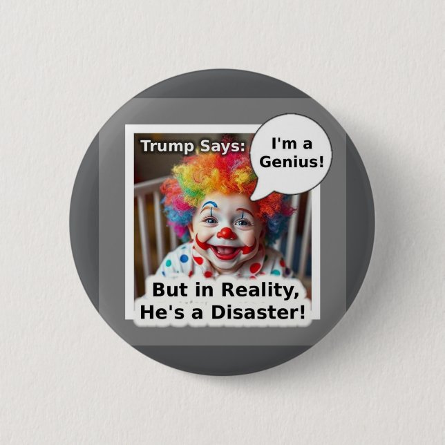 I'm a genius baby clown cartoon 2 inch round button (Front)